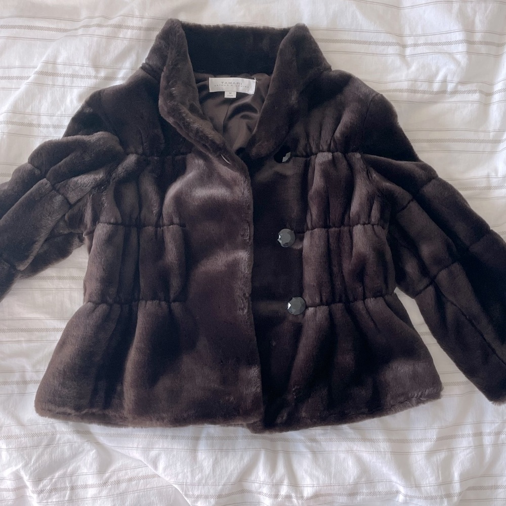 Tahari faux fur coat